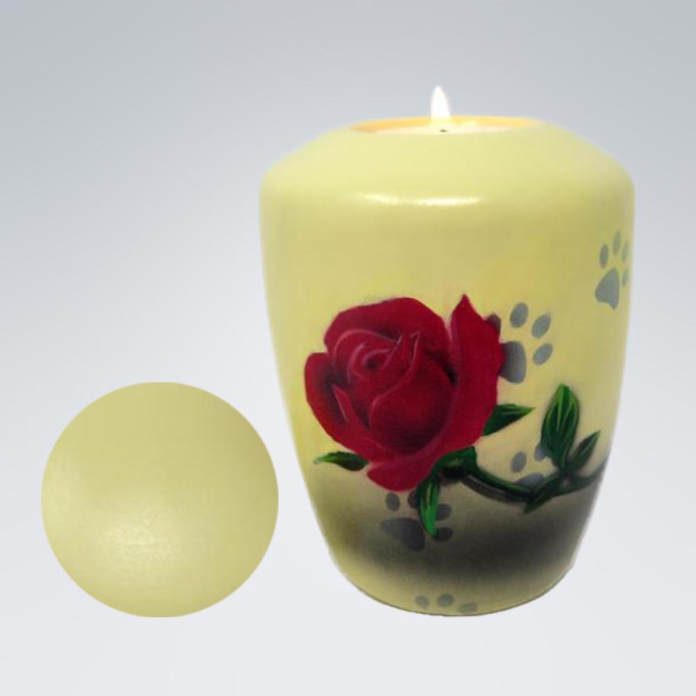 Tierurne - Vasenurne mit Teelicht "Rose mit Pfötchen"